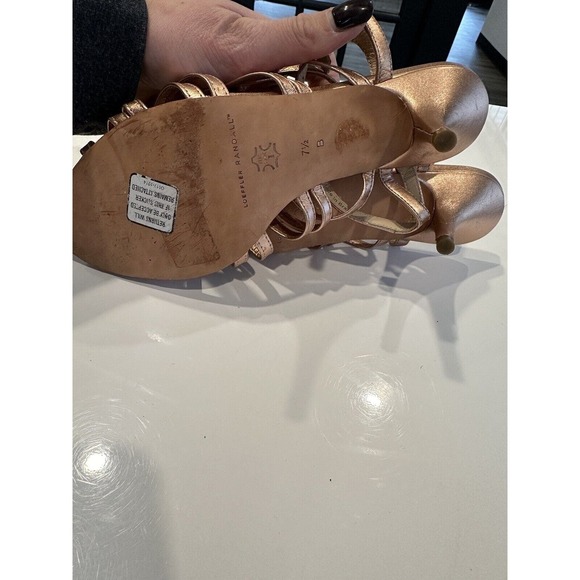 Loeffler Randall Rose Gold Strappy Kitten Heel Sandal Size 7.5 - Picture 15 of 16